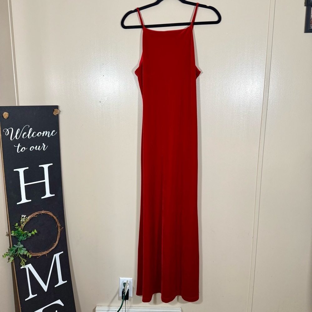 Vintage 90s Y2K Maurice’s Red Velvet Maxi Dress Size 9/10